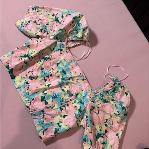 Gianni Bini Floral Skirt Set - Pink, Green, Yellow